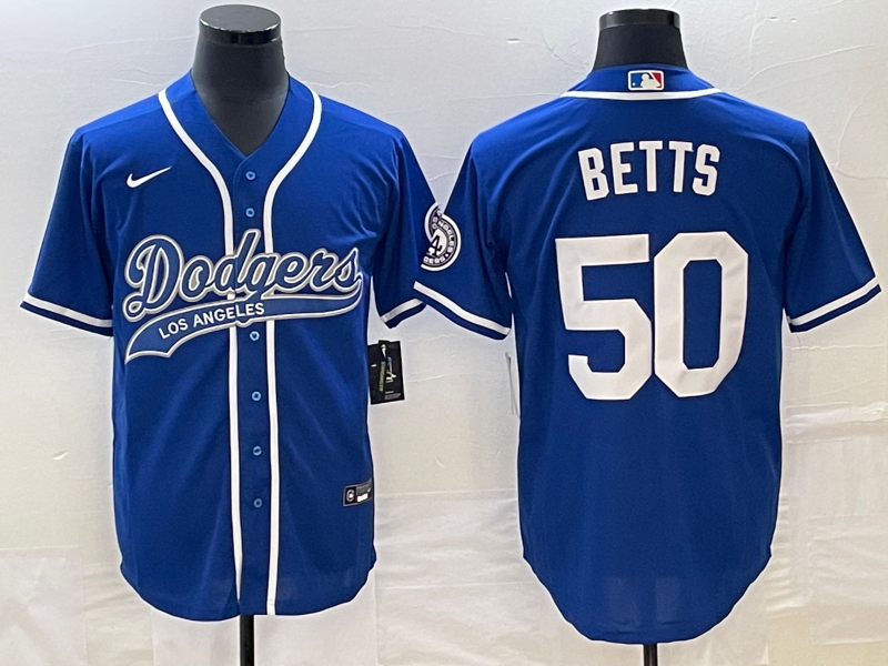 Men's Los Angeles Dodgers Mookie Betts #50 Royal Jersey Joint Edition